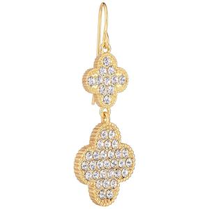Athra 14kt. Gold over Brass Crystal Clover Drop Earrings alternate view