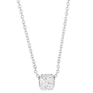 Athra Silver Plated Crystal Barrel Pendant Necklace