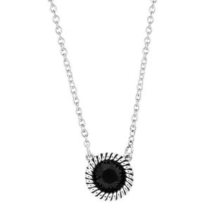 Athra Silver Plated Black Crystal Station Pendant Necklace