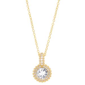 Athra 14kt. Gold over Brass & Round Crystal Pendant Necklace