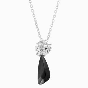 Athra Silver Plated & Black Crystal Pendant Necklace