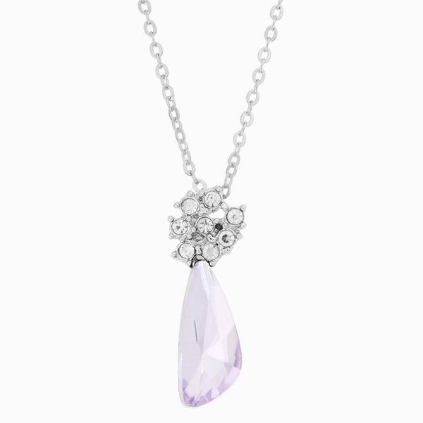 Athra Silver Plated & Violet Crystal Pendant Necklace