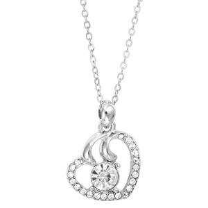 Athra Silver Plated Crystal Heart Pendant Necklace