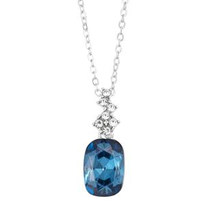 Athra Silver Plated & Dark Blue Crystal Pendant Necklace