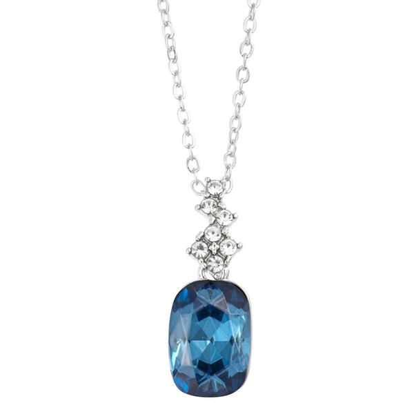 Athra Silver Plated & Dark Blue Crystal Pendant Necklace
