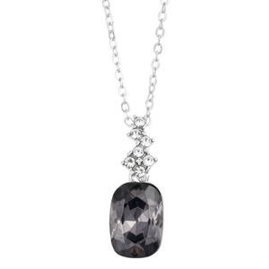 Athra Fine Silver Plated Smokey Grey Crystal Pendant Necklace