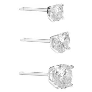 Athra Silver Plated 4mm/5mm/6mm Crystal Stud Earrings Set alternate view
