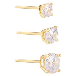 Athra 14kt. Gold over Brass 4mm/5mm/6mm Crystal Stud Earrings Set alternate view