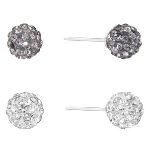 Athra 2pr. 6mm Silver Plated Crystal Stud Earrings Set