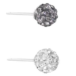 Athra 2pr. 6mm Silver Plated Crystal Stud Earrings Set alternate view