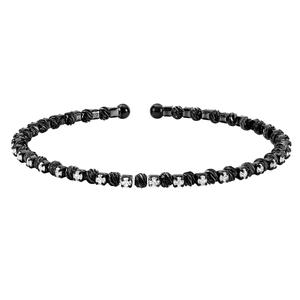 Athra Black Rhodium Spiral Bead & Crystal Coil Bracelet