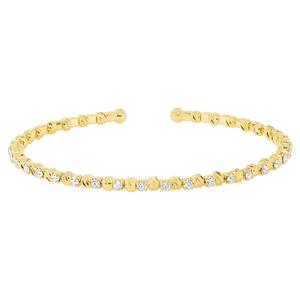 Athra Gold over Brass Diamond-Cut Bead & Crystal Coil Bracelet