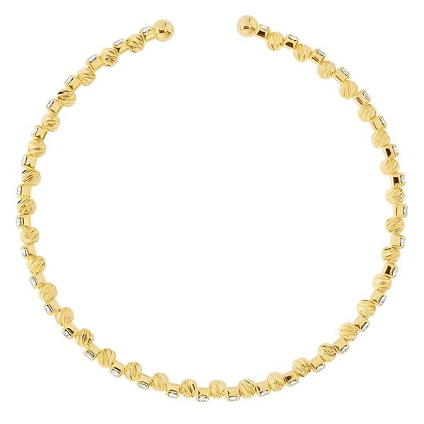 Athra Gold over Brass Diamond-Cut Bead & Crystal Coil Bracelet alternate view