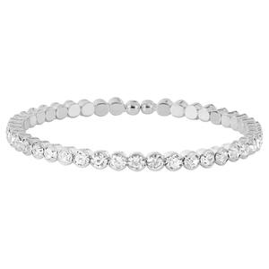 Athra Silver Plated Single Honeycomb Clear Crystal Coil Bracelet