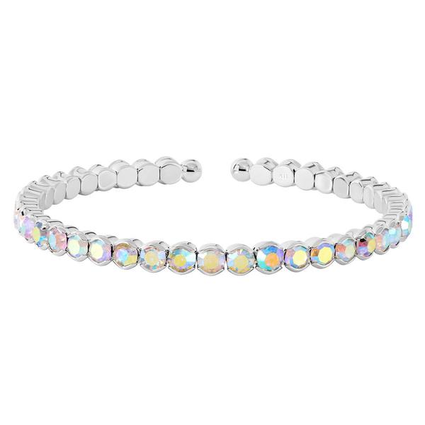 Athra Fine Silver Plated Single Honeycomb Crystal Coil Bracelet