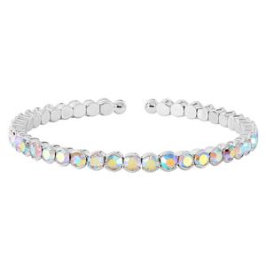 Athra Fine Silver Plated Single Honeycomb Crystal Coil Bracelet