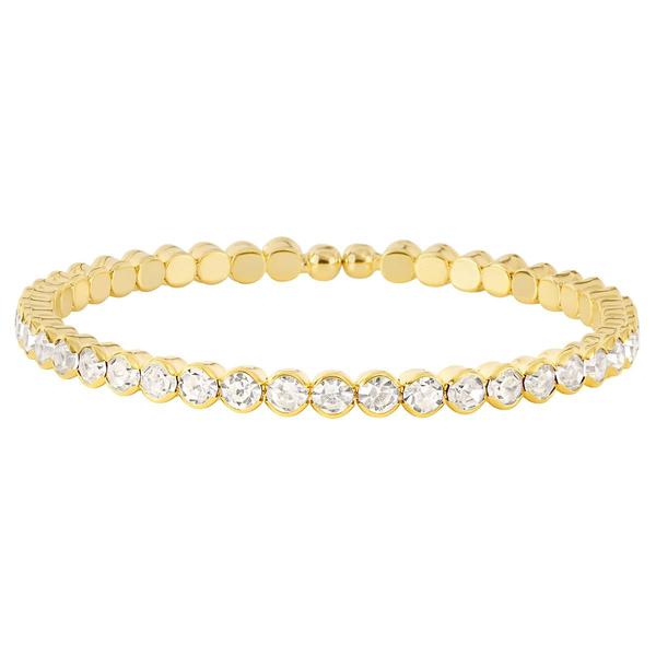 Athra Gold over Brass Single Honeycomb Crystal Coil Bracelet