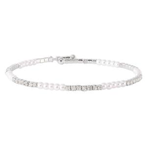 Athra Fine Silver-Plated Simulated White Pearl & Crystal Bracelet