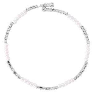 Athra Fine Silver-Plated Simulated White Pearl & Crystal Bracelet alternate view