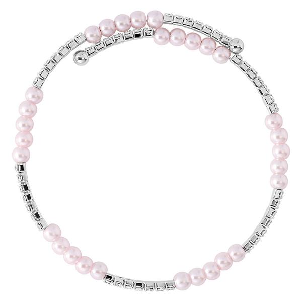 Athra Fine Silver Plated Simulated Pink Pearl & Crystal Bracelet alternate view