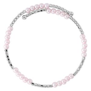 Athra Fine Silver Plated Simulated Pink Pearl & Crystal Bracelet alternate view
