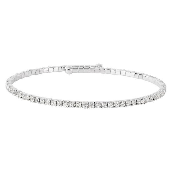 Athra Silver Plated Single Row Clear Crystal Coil Bracelet