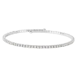 Athra Silver Plated Single Row Clear Crystal Coil Bracelet