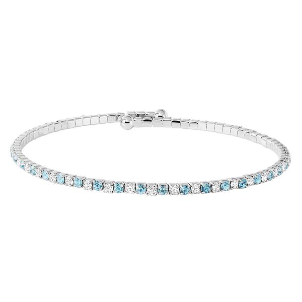 Athra Fine Silver-Plated Blue & White Crystal Coil Bracelet