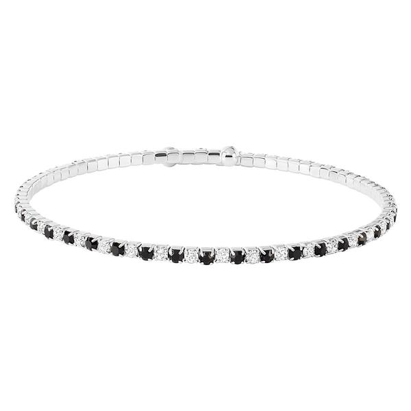 Athra Fine Silver-Plated Black & White Crystal Coil Bracelet