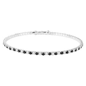 Athra Fine Silver-Plated Black & White Crystal Coil Bracelet