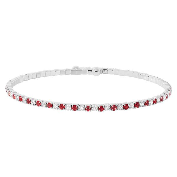 Athra Fine Silver-Plated Red & White Crystal Coil Bracelet
