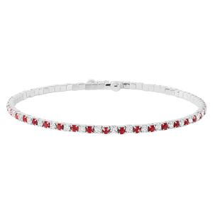 Athra Fine Silver-Plated Red & White Crystal Coil Bracelet