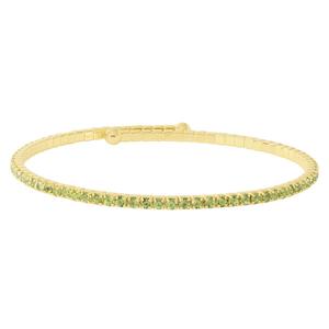 Athra 14kt. Gold over Brass & Light Green Crystal Coil Bracelet