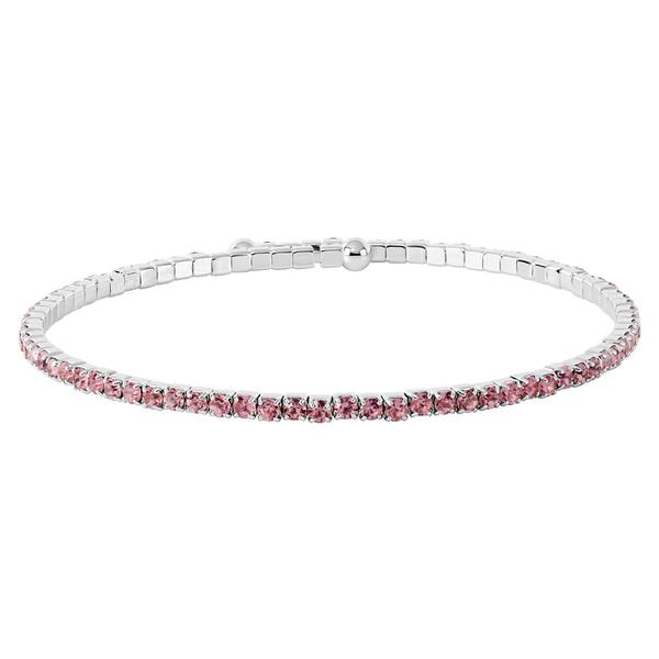 Athra Fine Silver-Plated & Light Pink Crystal Coil Bracelet