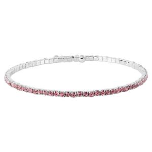 Athra Fine Silver-Plated & Light Pink Crystal Coil Bracelet