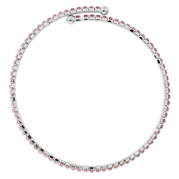 Athra Fine Silver-Plated & Light Pink Crystal Coil Bracelet alternate view