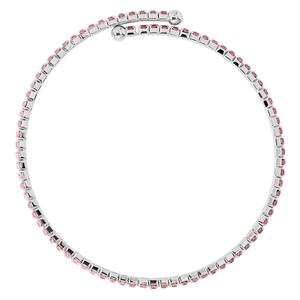 Athra Fine Silver-Plated & Light Pink Crystal Coil Bracelet alternate view