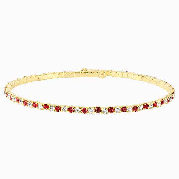 Athra 14kt. Gold over Brass Red & White Crystal Coil Bracelet