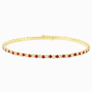 Athra 14kt. Gold over Brass Red & White Crystal Coil Bracelet