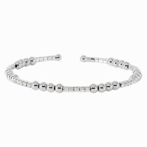 Athra Silver Plated Clear Crystal & Bead Stations Coil Bracelet