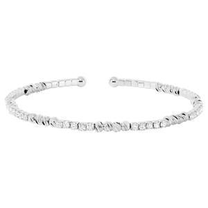 Athra Silver Plated Clear Crystal & Bead Stations Coil Bracelet