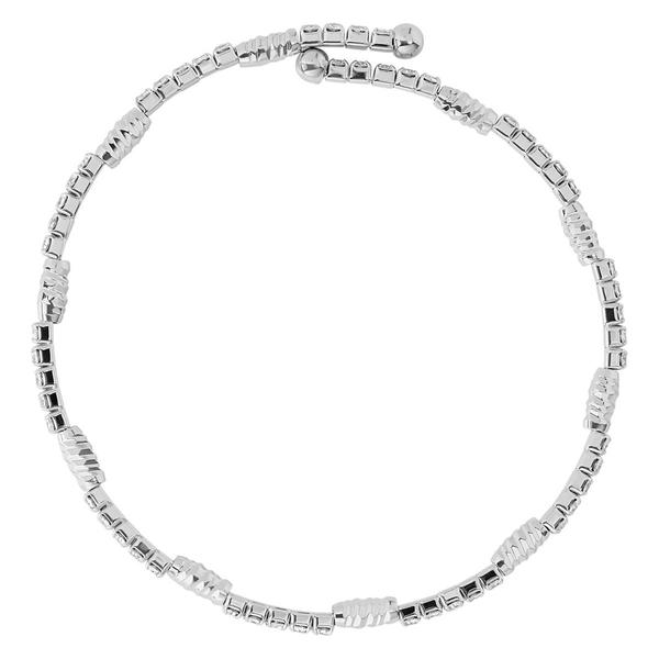 Athra Silver Plated Clear Crystal & Bead Stations Coil Bracelet alternate view