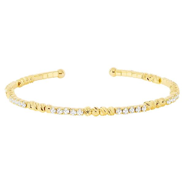 Athra 14kt. Gold over Brass Crystal & Bead Stations Coil Bracelet