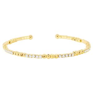 Athra 14kt. Gold over Brass Crystal & Bead Stations Coil Bracelet