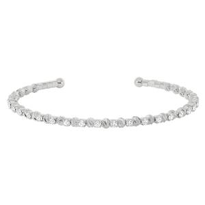 Athra Silver Plated Clear Crystal & Stripe Bead Coil Bracelet