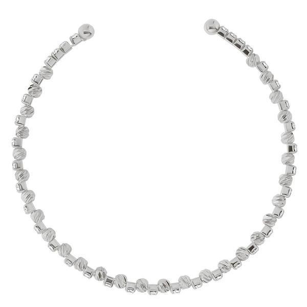Athra Silver Plated Clear Crystal & Stripe Bead Coil Bracelet alternate view