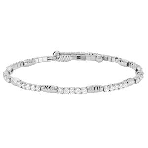 Athra Silver Plated Oval Bead Stations & Crystal Coil Bracelet