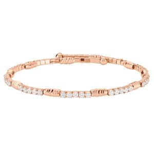 Athra Rose Gold Over Brass Oval Bead Stations & Crystal Bracelet