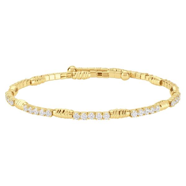 Athra Gold over Brass Oval Bead Stations & Crystal Coil Bracelet