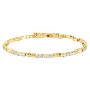 Athra Gold over Brass Oval Bead Stations & Crystal Coil Bracelet